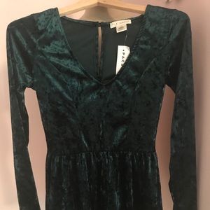 PacSun Teal Crushed Velvet Romper
